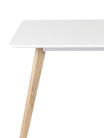 Mesa de comedor pequeña Flamy, Tablero: fibras de densidad media , Patas: madera de roble aceitada, Blanco, roble, An 80 x F 80 cm