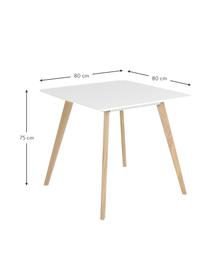 Jídelní stůl Flamy, 80 x 80 cm, Bílá, dub, Š 80 cm, H 80 cm