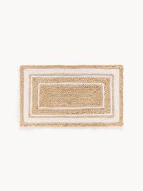 Handgewebte Jute-Fußmatte Clover, 75 % Jute, 25 % Baumwolle

Das in diesem Produkt verwendete Material ist schadstoffgeprüft und zertifiziert nach STANDARD 100 by OEKO-TEX® 16.HIN.79297 HOHENSTEIN HTTI., Braun, Weiß, B 50 x L 80 cm