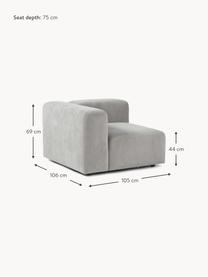 Eckmodul Lena, Bezug: Webstoff (88% Polyester, , Gestell: Kiefernholz, Schichtholz,, Webstoff Hellgrau, B 105 x T 106 cm, Eckteil links