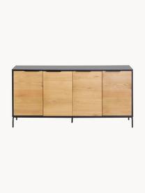 Credenza con ante e finitura in legno di quercia Stellar, Nero, legno di quercia, Larg. 165 x Alt. 80 cm