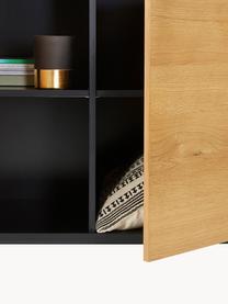 Dressoir Stellar uit eikenhoutfineer, Frame: MDF, gelakt eikenhoutfine, Zwart, eikenhoutkleurig, B 165 x H 80 cm