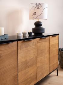 Sideboard Stellar mit Türen aus Eichenholzfurnier, Korpus: Mitteldichte Holzfaserpla, Schwarz, Eichenholz, B 165 x H 80 cm