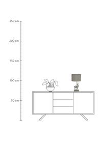 Design tafellamp Stag in zilverkleur, Lampenkap: stof, Lampvoet: polyresin, Grijs, zilverkleurig, Ø 24 x H 43 cm