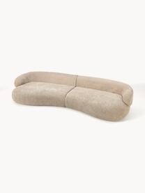 Divano 4 posti in teddy bouclé Alba, Rivestimento: 100% poliestere Il rivest, Struttura: legno massiccio di abete , Piedini: plastica, Teddy-bouclé beige, Larg. 326 x Prof. 112 cm