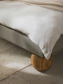 Čalouněná postel s kulovými nohami z dubového dřeva Rena, Světle šedá, dubové dřevo, Š 140 cm, D 200 cm