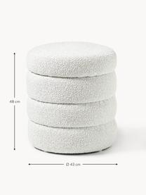 Puf en tejido bouclé con espacio de almacenamiento Alto, Tapizado: tejido bouclé (100% polié, Estructura: madera de pino maciza, ma, Bouclé blanco Off White, Ø 43 x Al 48 cm