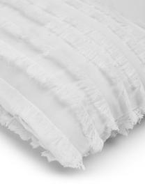 Copricuscino con frange decorative Jessie, 88% cotone, 7% viscosa, 5% lino, Bianco, Larg. 30 x Lung. 50 cm