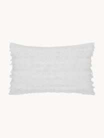 Housse de coussin rectangulaire blanche Jessie, 88 % coton, 7 % viscose, 5 % lin, Blanc, larg. 30 x long. 50 cm