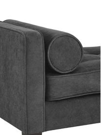 Bettbank Mia mit Kissen, Bezug: 92% Polyester, 8% Nylon, Beine: Birkenholz, lackiert, Bezug: Dunkelgrau Beine: Schwarz, 115 x 61 cm