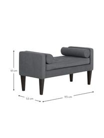 Panca con cuscino Mia, Rivestimento: 92% poliestere, 8% nylon, Gambe: legno di betulla vernicia, Rivestimento: grigio scuro Gambe: nero, Larg. 115 x Alt. 61 cm