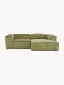 Modulares Ecksofa Lennon aus Cord, Bezug: Cord (92 % Polyester, 8 %, Gestell: Massives Kiefernholz, Spe, Cord Olivgrün, B 238 x T 180 cm, Eckteil rechts