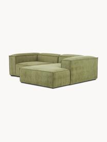 Modulares Ecksofa Lennon aus Cord, Bezug: Cord (92 % Polyester, 8 %, Gestell: Massives Kiefernholz, Spe, Füße: Kunststoff Dieses Produkt, Cord Olivgrün, B 238 x T 180 cm, Eckteil rechts