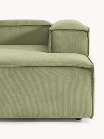 Modulares Ecksofa Lennon aus Cord, Bezug: Cord (92 % Polyester, 8 %, Gestell: Massives Kiefernholz, Spe, Cord Olivgrün, B 238 x T 180 cm, Eckteil rechts