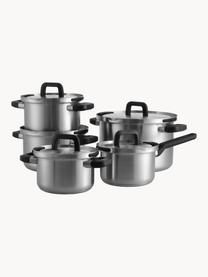 Batería de cocina de acero inoxidable Q-Linair, 5 pzas., Plateado, Set de diferentes tamaños