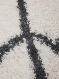 Tapis de couloir moelleux à poils longs Cera, Blanc crème, gris foncé, larg. 80 x long. 250 cm