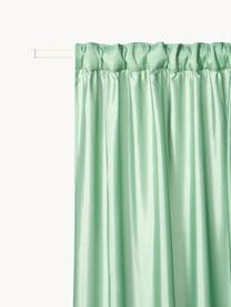 Rideaux opaques avec ruflette multiple Meaux, 2 pièces, 100 % polyester, Vert menthe, larg. 140 x long. 250 cm