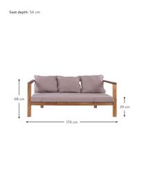 Sofá de exterior Christy (3 plazas), Estructura: madera de acacia maciza, Tapizado: poliéster, resistente a l, Madera de acacia, gris, An 174 x F 75 cm