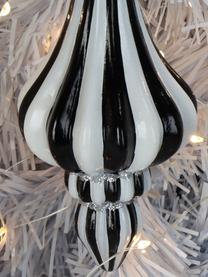 Décoration de sapin de Noël Stripe, Verre, Noir, blanc, Ø 7 x haut. 15 cm