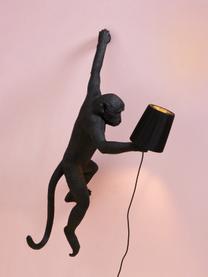 Aplique de exterior de diseño Monkey, con enchufe, Lámpara: resina, Cable: plástico, Negro, An 37 x Al 77 cm