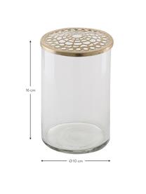 Vase en verre avec couvercle Kassandra, Vase : transparent Couvercle : laiton, Ø 10 x haut. 16 cm