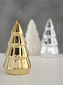 Alberi di Natale in porcellana Glamory 3 pz, Porcellana, Bianco, argentato, dorato, Ø 4 x Alt. 8 cm