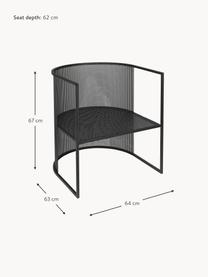 Fotel ogrodowy Bauhaus, Stal malowana proszkowo, Czarny, S 64 x T 63 cm