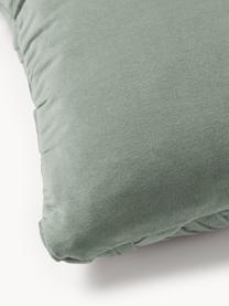 Housse de coussin en velours texturé Sina, Velours (100 % coton), Vert sauge, larg. 45 x long. 45 cm