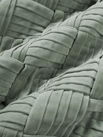 Housse de coussin en velours texturé Sina, Velours (100 % coton), Vert sauge, larg. 45 x long. 45 cm