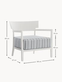 Fauteuil de jardin Cara, Tissu bleu, gris, blanc, larg. 68 x prof. 67 cm