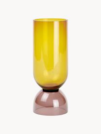 Vase fait main Vasari, haut. 32 cm, Verre, Jaune soleil, rouge rouille, transparent, Ø 12 x haut. 32 cm