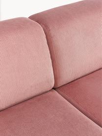 Salon lounge en velours côtelé Melva, Velours côtelé rose, larg. 339 x prof. 339 cm, dossier à gauche