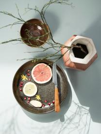 Kommen Yunomi in Japanse stijl, 4 stuks, Porselein, Bruin, Ø 22 x H 5 cm