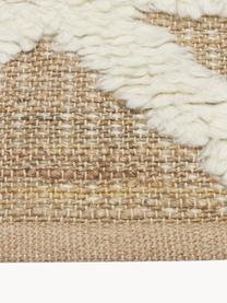 Handgeweven jute vloerkleed Malea, 57% jute, 35% wol, 7% katoen, Beige, crèmewit, B 80 x L 150 cm (maat XS)