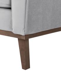 Divano 3 posti in velluto grigio Alva, Rivestimento: velluto (copertura in pol, Struttura: legno di pino massiccio, Piedini: legno massello di faggio,, Velluto grigio, Larg. 215 x Alt. 92 cm