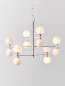 Grande suspension à globes en verre Grover, Blanc, Ø 70 x haut. 56 cm