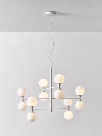 Lampada a sospensione grande con sfere in vetro opale Grover, Paralume: vetro opale, Bianco, Ø 70 x Alt. 56 cm