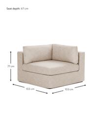 Módulo de esquina sofá Russell, desenfundable, Tapizado: 100% algodón Alta resiste, Tapizado: relleno de espuma, Estructura: madera contrachapada de p, Patas: plástico, Tejido beige, An 103 x F 103 cm