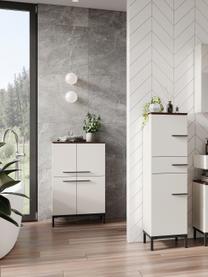 Midi badkamerkast Elisa, B 60 cm, Frame: met melamine beklede spaa, Lichtbeige, donker hout, B 60 x H 97 cm