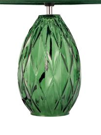 Tischlampe Crystal Velvet mit Glasfuß, Lampenschirm: Samt, Lampenfuß: Glas, Grün, Ø 25 x H 41 cm