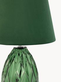 Tafellamp Crystal Velvet met glazen voet, Lampenkap: fluweel, Lampvoet: glas, Groen, Ø 25 x H 41 cm