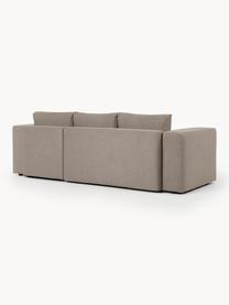 Slaapbank Noah (3-zits) met opbergruimte, Bekleding: polyester, Frame: grenenhout, Frame: massief beukenhout, FSC-g, Poten: kunststof, Geweven stof bruin, B 269 x D 160 cm, hoekdeel links