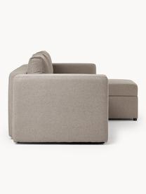 Schlafsofa Noah (3-Sitzer) mit Stauraum, Bezug: Polyester Der strapazierf, Gestell: Massives Buchennholz, FSC, Webstoff Greige, B 269 x T 160 cm, Eckteil links