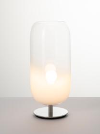 Mundgeblasene Tischlampe Gople, verschiedene Grössen, Lampenschirm: Glas, mundgeblasen, Weiss, Silberfarben, Ø 21 x H 49 cm