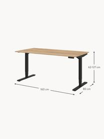 Höhenverstellbarer Schreibtisch Y-Line, in verschiedenen Größen, Gestell: Metall, pulverbeschichtet, Tischplatte: Spanplatte, melaminharzbe, Helle Holzoptik, Schwarz, B 160 x T 80 cm