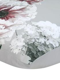 Baumwollsatin-Kissenbezug Blossom, Webart: Satin Fadendichte 210 TC,, Hellgrau, Mehrfarbig, B 65 x L 65 cm