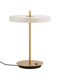 Lámpara de mesa LED regulable Asteria, Pantalla: aluminio pintado, Base de la lámpara: acero pintado, Blanco crema, dorado, Ø 31 x Al 42 cm