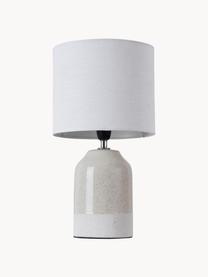 Kleine Tischlampe Sandy Glow aus Keramik, Lampenschirm: Leinen, Lampenfuß: Keramik, Hellbeige, Weiß, Ø 18 x H 33 cm