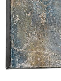 Stampa su tela dipinta a mano Abstract Into The Night, Immagine: vernice acrilica, Blu, grigio, marrone, Larg. 90 x Alt. 120 cm