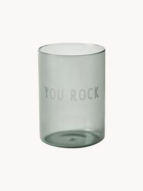 Designer Wasserglas Favourite YOU ROCK mit Schriftzug, Borosilikatglas, Dunkelgrau (You rock), Ø 8 x H 11 cm, 350 ml